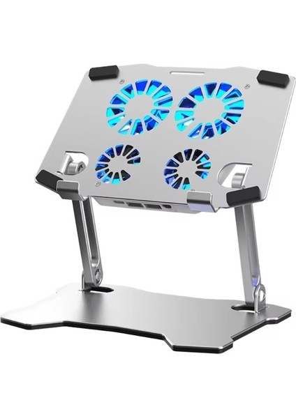 Alüminyum Katlanabilir Laptop Soğutucu Stand 4 Fanlı LED Işıklı Ergonomik Tasarım modelleri