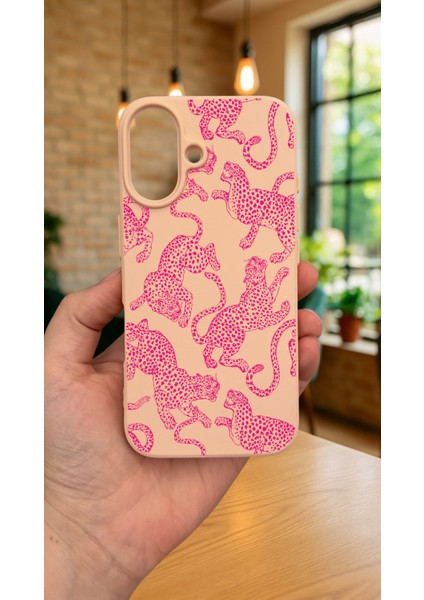 iPhone 16 -Pembe Leopar Desenli Silikon Darbe Emici Klasik Korumalı Rubber Kılıf fiyatları