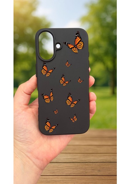 iPhone 16 Plus -Kelebek Desenli Silikon Darbe Emici Klasik Korumalı Rubber Kılıf fiyatları