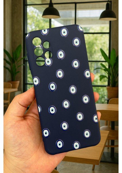 Samsung Galaxy A13 Uyumlu Nazar Boncuk Desenli Silikon Darbe Emici Klasik Korumalı Rubber Kılıf