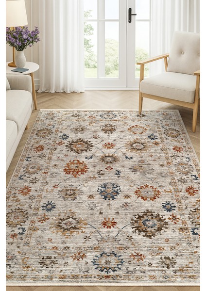 Flora FL010 Çok Renkli Hav Toz Vermez Salon Mutfak Koridor Oturma Odası Yolluk Halı Makine Halısı