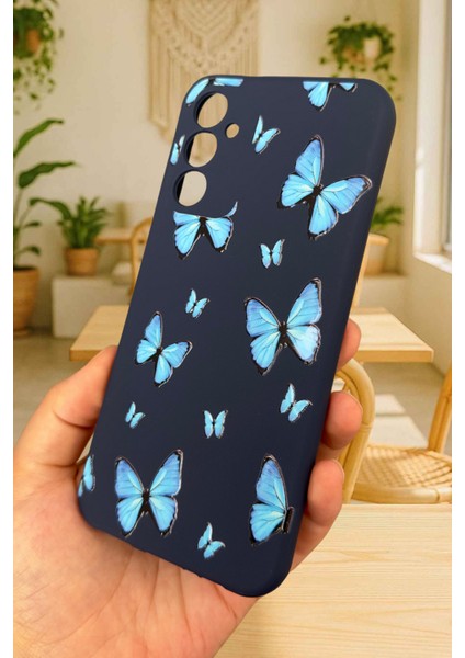 Samsung Galaxy A25 Uyumlu Mavi Kelebek Desenli Silikon Darbe Emici Klasik Korumalı Rubber Kılıf fırsatları