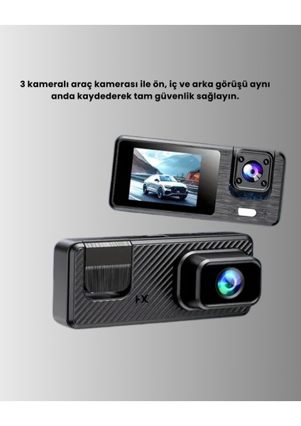 3 Kameralı Araç Içi Dvr Kayıt Cihazı Ön Iç Arka Kamera Full Hd - M689R570-K38689 indirimleri