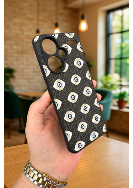 Redmi Note 13 Pro Plus Evıl Eye Desenli Silikon Darbe Emici Klasik Korumalı Rubber Kılıf modelleri