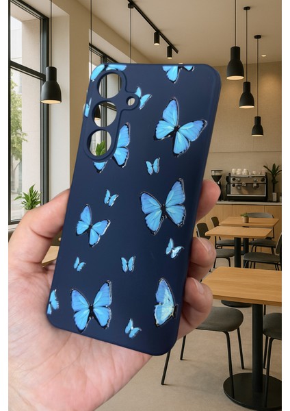 Samsung Galaxy A16 - Mavi Kelebek Desenli Silikon Darbe Emici Klasik Korumalı Rubber Kılıf modelleri