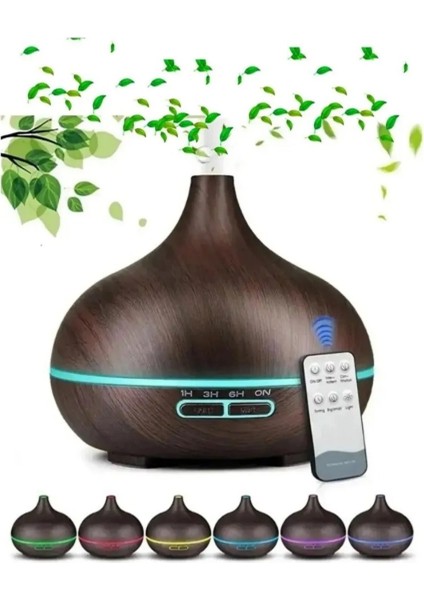 Sonx Aroma Difüzörü Gece Işığı 7 LED Hava Nemlendirici Kumandalı Buhar Makinesi 500 ml (Koyu Kahverengi) fiyatları