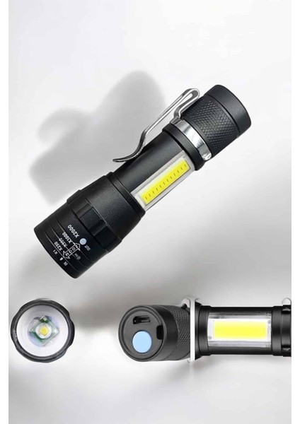 El Feneri LED USB Şarjlı Zoom Mini LED Işık Acil Durum Feneri - T021G759-Z83021 fiyatları