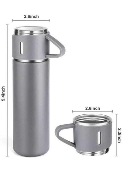 Termos Seti Paslanmaz Çelik 3 Bardaklı Vakumlu Termos Set 500 ml 12 Saate Kadar Is - M152R678-K34 modelleri