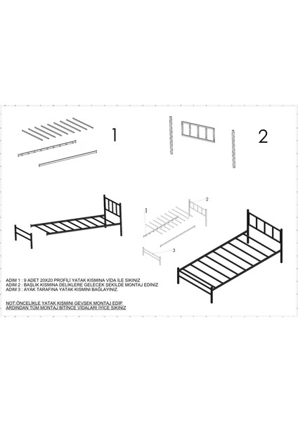 Metal Karyola, Metal Baza Tekli , Metal Karyola, Ferforje Karyola 90X190CM modelleri