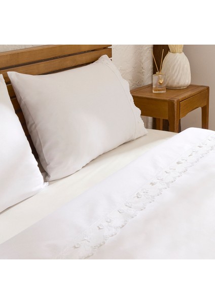 Delvyn %100 Pamuk Çift Kişilik Nevresim Takımı Beyaz indirimleri