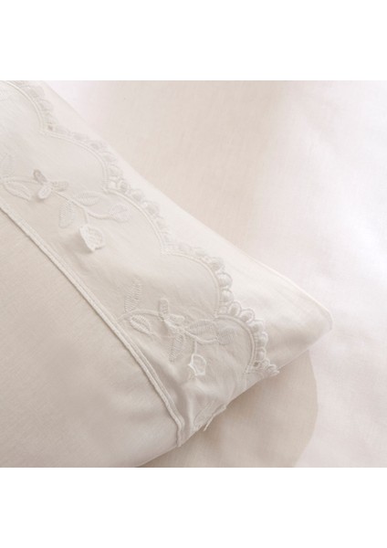 Delvyn %100 Pamuk Çift Kişilik Nevresim Takımı Beyaz