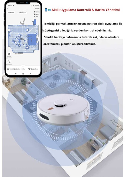 RS16 Pro Akıllı Robot Vacuum & Mop Süpürge Otomatik Toz Boşaltma Beyaz (Yuı Türkiye Garantili) fiyatları