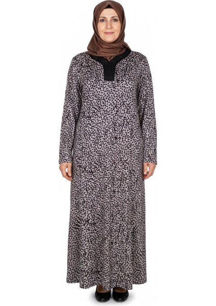 Hesna Kadın Minel Battal Beden Kuplu Boydan Siyah Elbise Desen 27