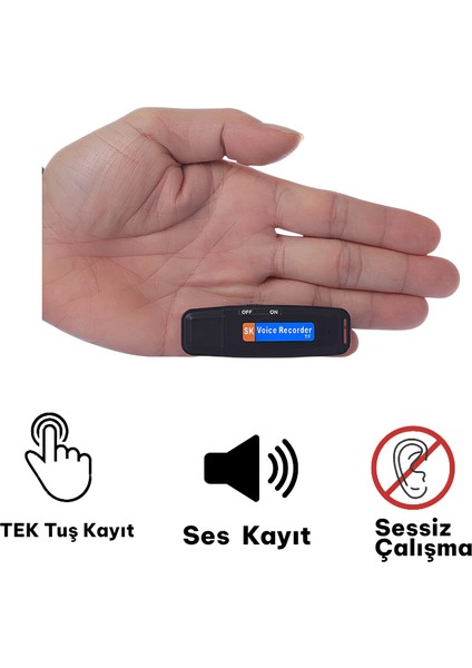 Flash Bellek USB Ses Kayıt Cihazı,sd Kart Girişli,tek Tuş Kayıt