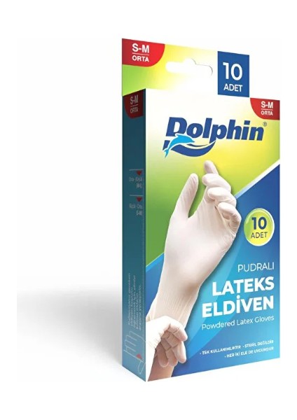 Tek Kullanımlık Lateks Beyaz Pudralı Muayene Eldiveni - Small-Medium - Orta Boy - 10'lu Paket