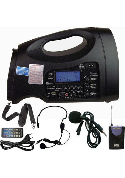GA-610Y Taşınabilir Seyyar Anfi Sistemi 70 Watt Yaka + Başlık