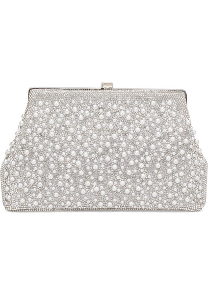 25KC1293 Kadın Taşlı Abiye Çanta Gümüş modelleri