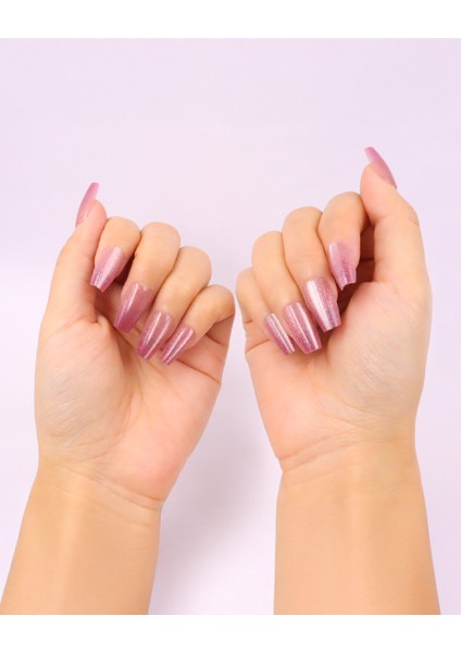 10'lu Pembe Orta Balerin TT1149 Tekrar Kullanılabilir El Yapımı Protez Takma Tırnak - Pembe-S fırsatları
