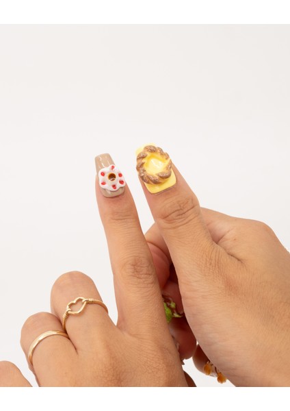 10'lu Renkli Orta Balerin TT1412 Tekrar Kullanılabilir El Yapımı Protez Takma Tırnak - Renkli-S modelleri