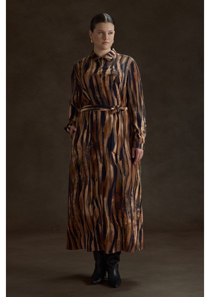 Desenli Viscon Elbise