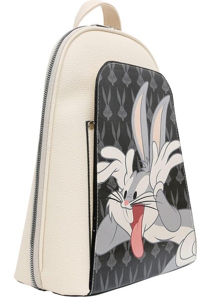 Kadın Vegan Deri Beyaz Sırt Çantası - Warner Bros Looney Tunes Playful Bugs Tasarım fiyatları