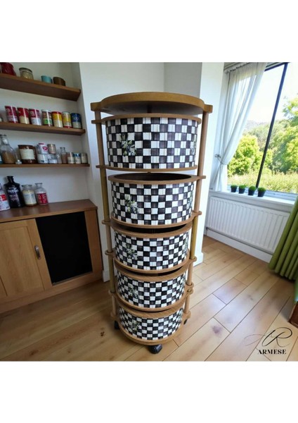 5 Katlı Ahşap Sebzelik Damalı Naturel Gıdaya Uygun Kaliteli Mdf Modern Zeytinli modelleri