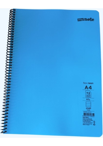 My Note Büyük Boy A4 72 Yaprak Çizgili Spiralli Defter – Ders ve Notlar Için Ideal