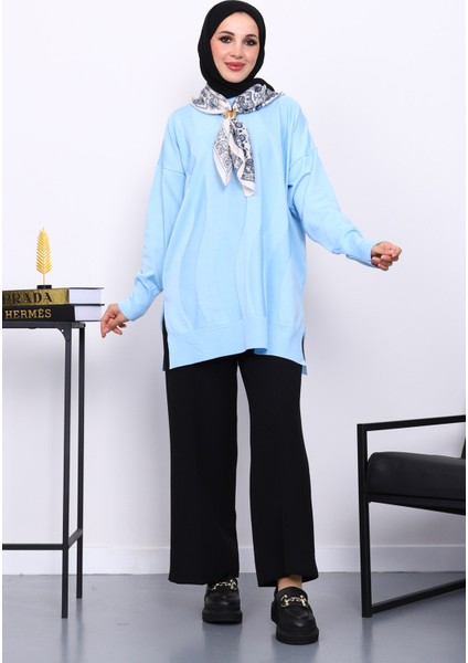 Bebe Mavi Bisiklet Yaka Soğuk İplik Triko Tunik fiyatları