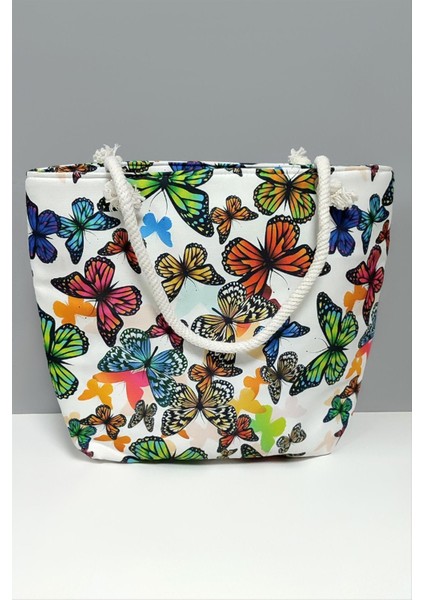 Kelebek Desenli Plaj Çantası