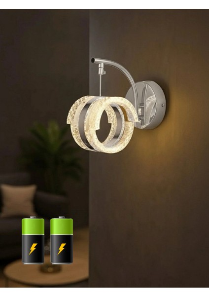 Sueno Model Gümüş Salon Mutfak Yatak Çovuk Odası Pilli LED Aplik