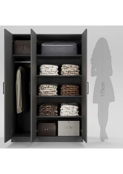 3 Kapaklı Elbise Dolabı 180X120X55CM 03102501