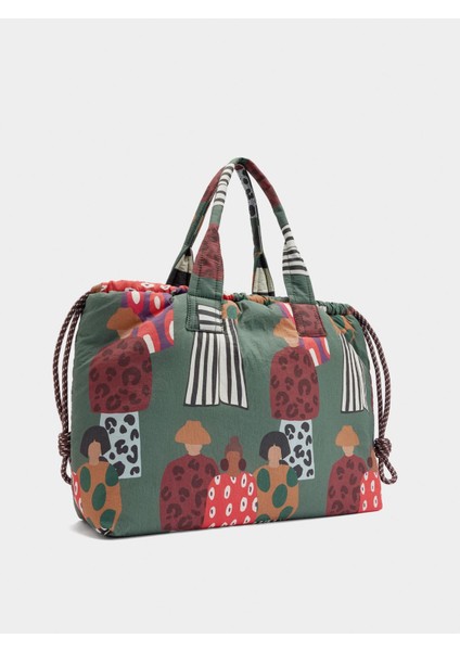 Desenli Çift Taraflı Kullanılabilen Shopper Çanta indirimleri