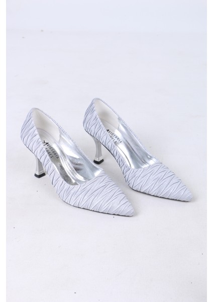 Zarif Kumaş Dokulu Ince Topuklu Abiye Kadın Ayakkabı modelleri