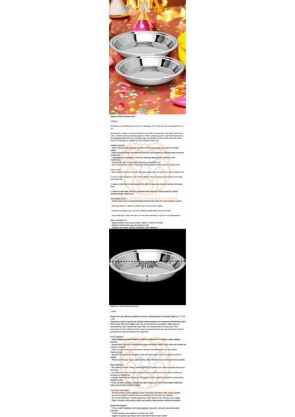 Hsnet Çocuk Tabağı Güvenli Kenarlı Çelik 2 Adet 21 cm - M866K698-R31866 fiyatları