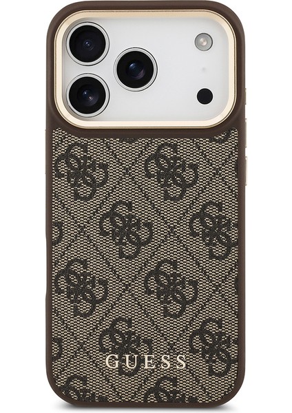 iPhone 17 Pro Uyumlu Kılıf Guess Lisanslı M-Safeli Askılı ve 4g Logo Kartlıklı Kapak Kahverengi modelleri