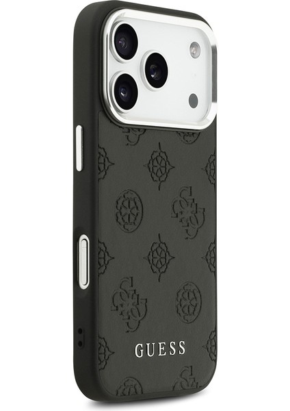 iPhone 17 Pro Kılıf Guess Lisanslı M-Safeli Sıcak Baskılı Klasik Yazı Logolu Pu Deri Peony Siyah fırsatları