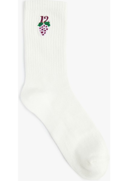 Yılbaşı Temalı Işlemeli Tenis Çorabı