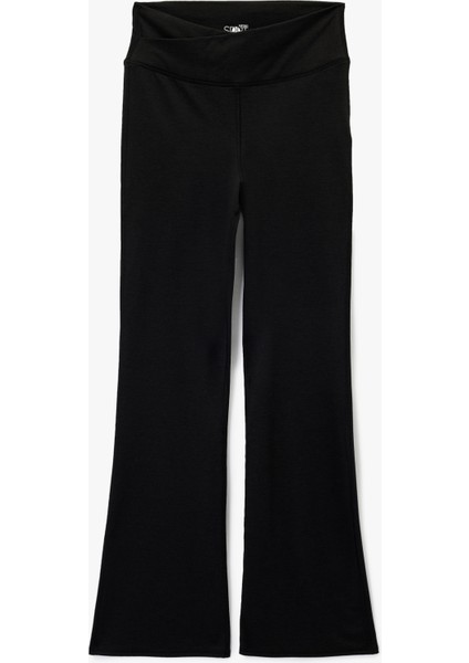 Asimetrik Yüksek Bel Slim Fit Ispanyol Paça Spor Tayt