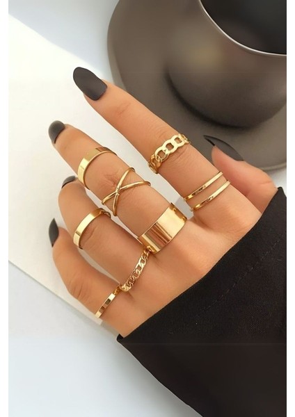 Ayarlanabilir 10LU Yüzük Seti Kaliteli - 6581320200115-1923