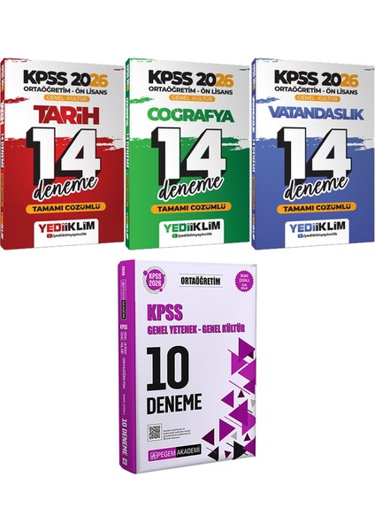 Kpss 2026 Ortaöğretim Ön Lisans Tarih Coğrafya Vatandaşlık 14 Deneme - 2026 Kpss Ortaöğretim Çözümlü 10 Deneme