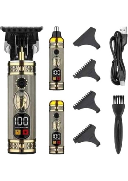 Erkeklere Özel 3 Başlıklı Tıraş Makinesi Saç Sakal Ense Kulak Tıraşına Uyg - M601K777-R18