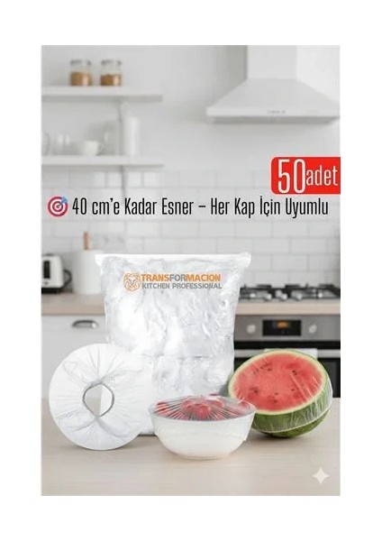 50'li Tabak Bonesi - 40 cm Esnek Streç Kapak Seti, Gıda Bonesi Koruma Için fiyatları