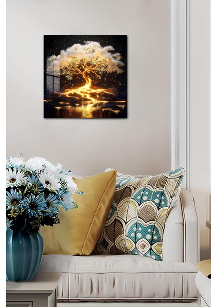 3D Görünümlü Temperli Cam Tablo – Işıltılı Hayat Ağacı Uv Baskı 33X33 CM-CKT024 fiyatları