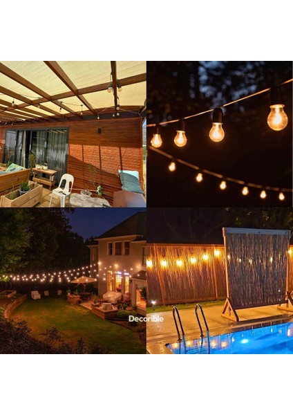 Rustika Kırılmaz Ampul Dış Mekan Bahçe Aydınlatması Su Geçirmez 10 Metre 10 Duylu