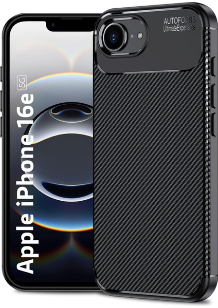 Apple iPhone 16E Uyumlu Kılıf Karbon Tasarım Kamera Korumalı Silikon Telefon Kılıfı Kapak