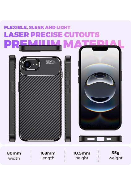 Apple iPhone 16E Uyumlu Kılıf Karbon Tasarım Kamera Korumalı Silikon Telefon Kılıfı Kapak indirimleri