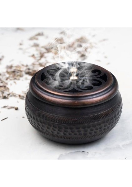 Eskitme Bakır Kulpsuz Demet & Reçine Tütsülük (Büyük)