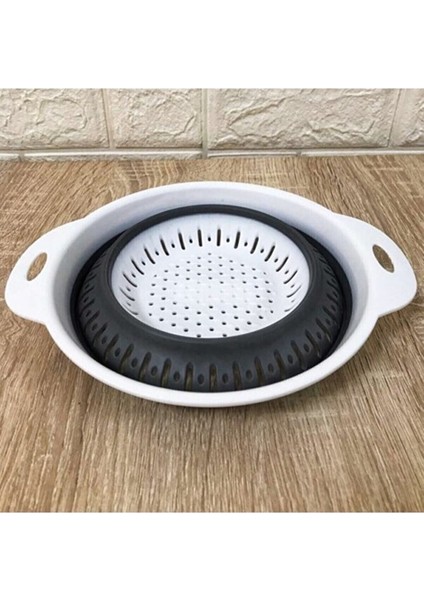 Akordiyon Katlanır Yuvarlak Süzgeç Plastik