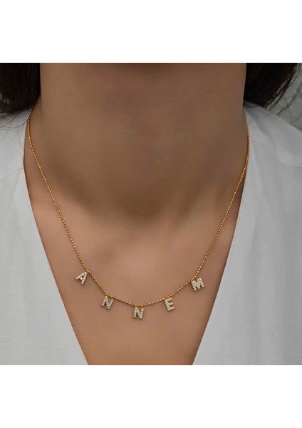 ​Gümüş Gold Annem Yazılı Bayan Kolye modelleri