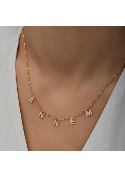 ​Gümüş Gold Annem Yazılı Bayan Kolye